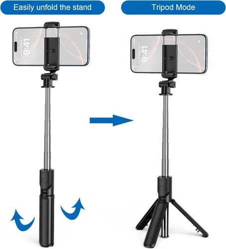 Miniatura 6 de Trípode para selfie, trípode retráctil para selfie stick con control remoto inalámbrico, para fotografía, transmisión en vivo, grabación de video