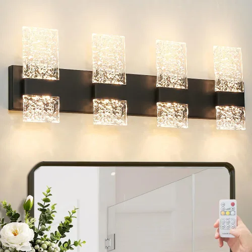 Miniatura 20 de Lámpara de tocador de baño moderna de cromo de 4 luces, elegantes accesorios de iluminación de baño de LED de cromo sobre espejo, accesorios