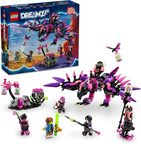 LEGO DREAMZzz Las criaturas del malvado sueño de la bruja, juguete de fantasía para niños, construye un mech, figura de lobo o cuervo, juguete de