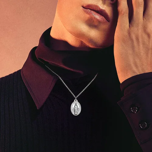 Miniatura 3 de Milagrosa Medalla a granel, paquete de 50 unidades, 1 pulgada, dije católico de medallas Milagrosa de plata para mujer, collar y collar de rosario