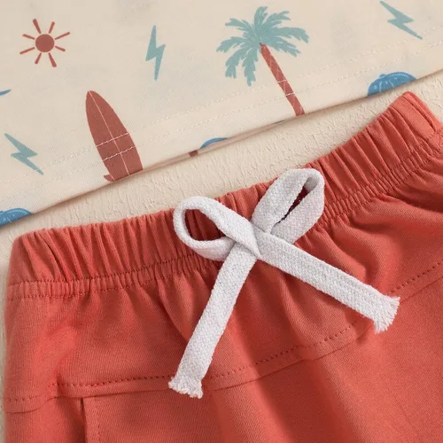 Miniatura 68 de Ropa de bebé niño sin mangas + pantalones cortos con estampado a rayas con bolsillos, 2 piezas de trajes de verano