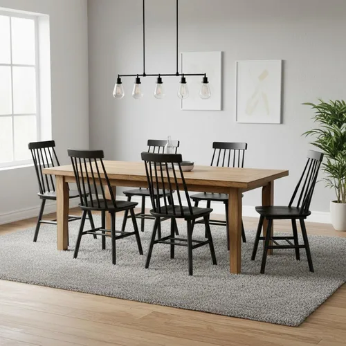 Miniatura 15 de Juego de 2 sillas de comedor negras, juego de 2 sillas de comedor de madera, sillas de comedor de madera, husillo lateral de granja, sillas Windsor