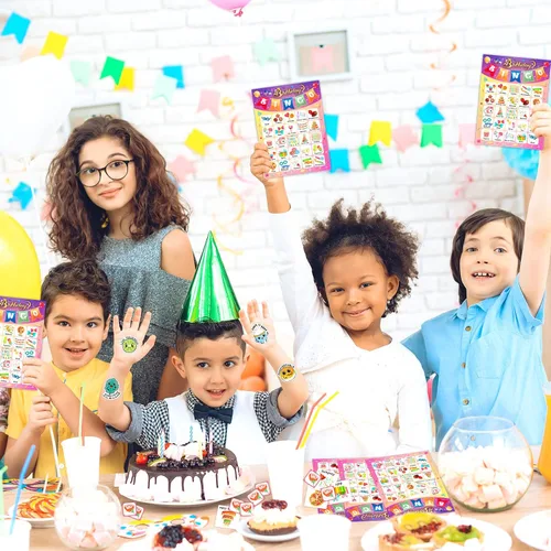 Miniatura 5 de YTSQLER Tarjetas de bingo de feliz cumpleaños, 24 jugadores, fiesta de cumpleaños, juego de bingo para niños, niñas y adultos, divertido juego