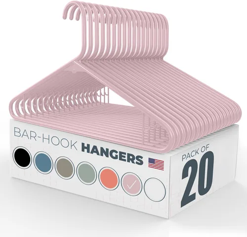 Miniatura 30 de Paquete de 100 perchas de plástico, fabricadas en los Estados Unidos, capacidad de 6 libras, perchas estándar con ganchos para correa para vestidos