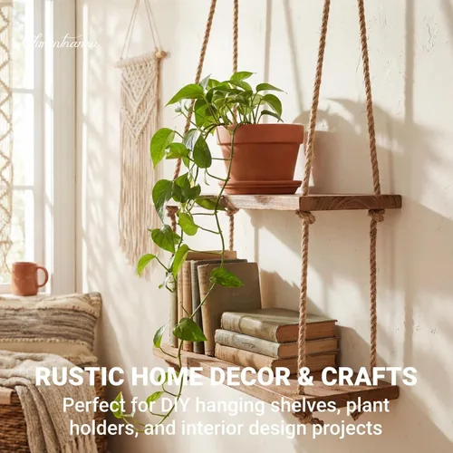 Miniatura 2 de Cuerda de cáñamo de 1 pulgada x 50 pies, cuerda trenzada de 4 hebras resistente para manualidades, decoración náutica, tira y afloja, paisajismo