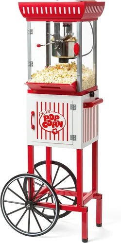 Máquina de palomitas de maíz Nostalgia - Carrito profesional con hervidor de 2.5 oz, hace hasta 10 tazas - Máquina de palomitas de maíz estilo Rojo