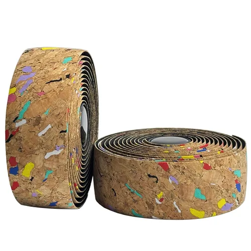Miniatura 2 de Cinta de corcho para manillar de bicicleta de carretera, 2 rollos, antideslizante, absorción de impactos, cinta de agarre con tapones de barra