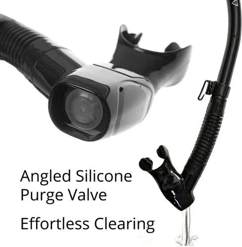Miniatura 4 de EVO Snorkel semi seco de vapor - Equipo de snorkel - Snorkel para máscara de snorkel - Equipo de snorkel - Snorkel de buceo Negro
