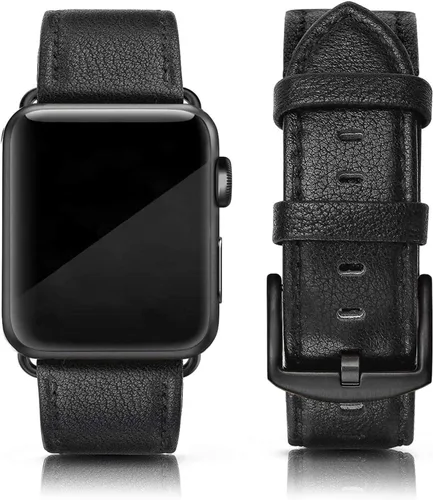 Miniatura 30 de EDIMENS Correas de cuero compatibles con Apple Watch de 1.81 pulgadas, 1.77 pulgadas, 1.73 pulgadas, 1.65 pulgadas (serie 1, 2, 3) para hombres