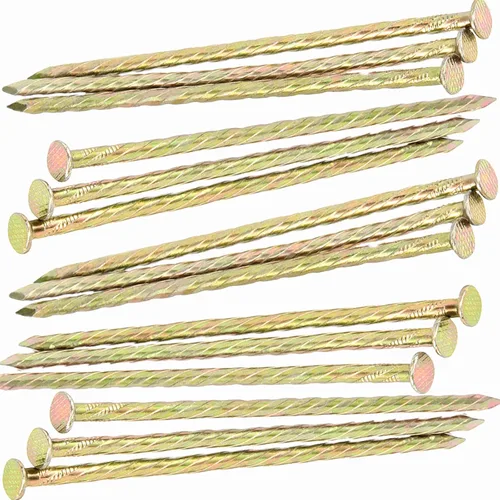 MUKCHAP 100 clavos galvanizados de 6 pulgadas, clavos en espiral de metal dorado para barrera de malezas, tienda de campaña