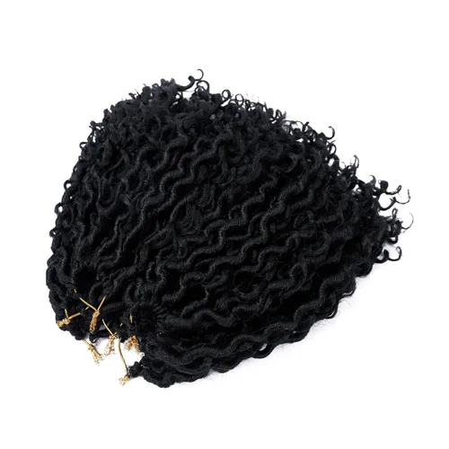 Miniatura 7 de Goddess Locs - Cabello de ganchillo de 10 pulgadas, 7 paquetes de cabello de ganchillo bohemio sintético para mujeres negras, rastas de ganchillo #1B