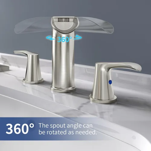 Miniatura 3 de SINGSUO Grifos de baño para fregadero de 3 agujeros, grifo de baño de cascada de 8 pulgadas con boquilla giratoria de 360 grados, grifo generalizado