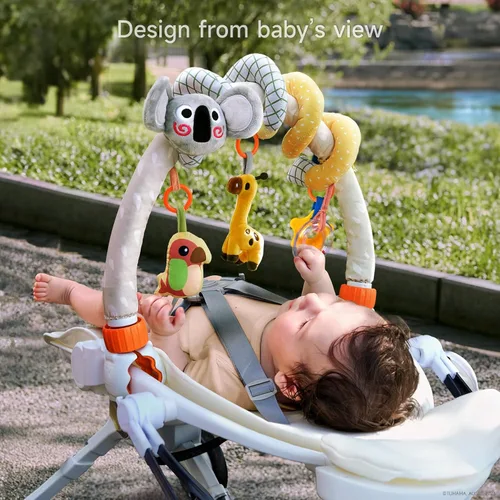 Miniatura 2 de TUMAMA Juguetes en espiral 2 en 1 para asiento de coche Arco Juguetes para cochecito bebé Juguetes colgantes con clip Ajustable Desmontable Juguetes