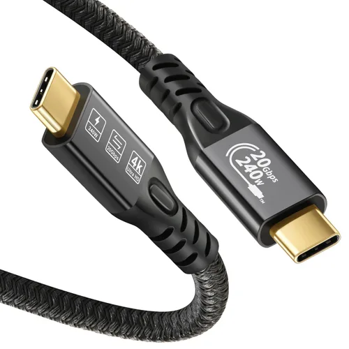 Miniatura 9 de Cable USB C 3.2 Gen 2X2 20Gbps, tipo C 4K a 60Hz UHD Video 5A/240W PD3.1 Carga rápida con E-Marker Compatible con Thunderbolt 3/4 MacBook Pro