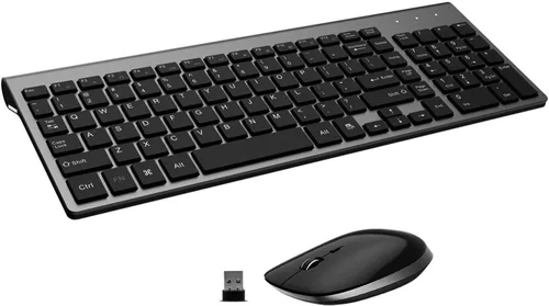 Miniatura 7 de FENIFOX Teclado y mouse inalámbricos, USB 2.4 GHz, silencioso, silencioso, perfil bajo, compacto, tamaño completo, plano, delgado, portátil
