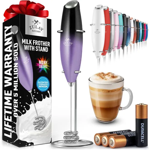 Miniatura 93 de Zulay Kitchen Espumador de leche de mano con pilas Duracell AA – Mezclador eléctrico ultrarrápido y creador de espuma, mezclador de bebidas fácil