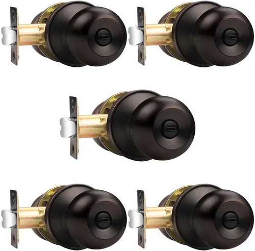 Miniatura 21 de Probrico Cerraduras de puerta de privacidad estilo bola redonda, pomos de puerta interiores negro mate para dormitorio y baño, pomos de puerta sin