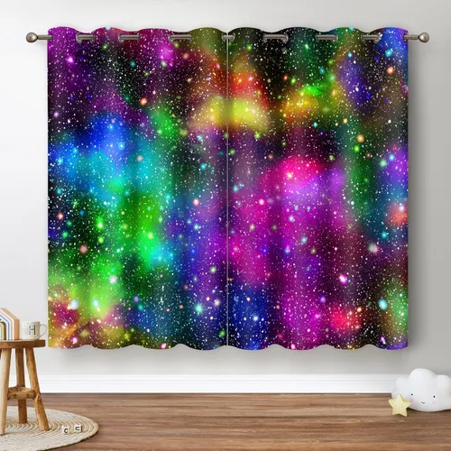 Miniatura 10 de Jekeno Cortinas Opacas Coloridas con Bloques de Construcción - Cortinas de Juguete Geométricas Abstractas para Niños Niñas Adolescentes Dormitorio
