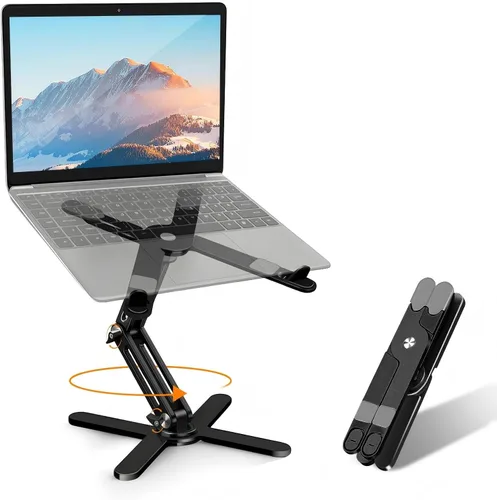 Moallia Soporte giratorio N86 360 para laptop, altura y ángulo ajustables, elevador ergonómico de metal para trabajo colaborativo de escritorio,