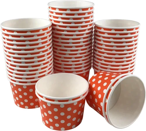 Miniatura 8 de MMvolesy Vasos de papel rosa de 12 onzas para helado, cuencos desechables de colores para postres para alimentos fríos y calientes, sopas, helados