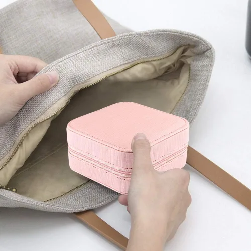 Miniatura 5 de Duomiila - Caja de joyería pequeña, mini organizador de viaje portátil, para anillos, aretes, collares. Un regalo para niñas y mujeres