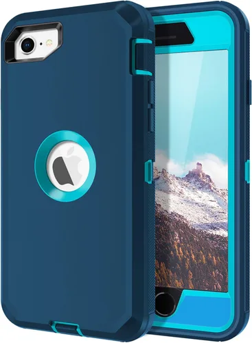 Miniatura 16 de I-HONVA - Carcasa protectora de 3 capas para iPhone SE 2020, protector de pantalla integrado, a prueba de golpes, polvo y caídas, resistente