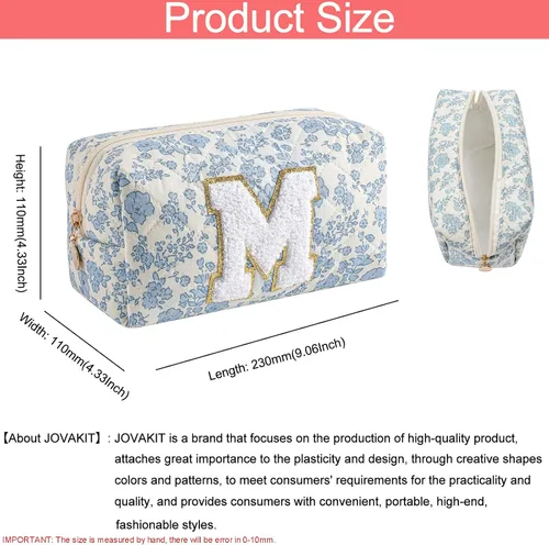 Miniatura 3 de Bolsa de maquillaje alfabética JOVAKIT, bolsa de cosméticos para mujeres, regalos de Navidad para niñas de 6 a 18 años, neceser de viaje con flores