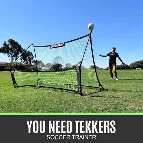 Miniatura 8 de QUICKPLAY TEKKERS TRAINER - Rebotador de fútbol, 6.5 x 4 pies y redes de paso de tierra de 6.5 x 1.5 pies, acero aleado, fibra de vidrio, negro