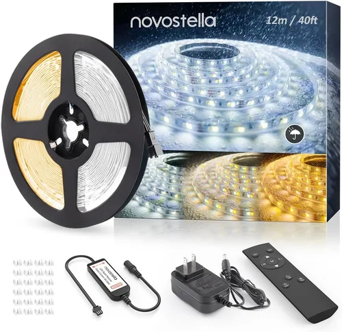 Miniatura 10 de NOVOSTELLA Kit de tira de luces LED blancas sintonizables de 20 pies, regulable, 3000K-6500K, 24V, cinta de luces LED con control remoto, cuerda