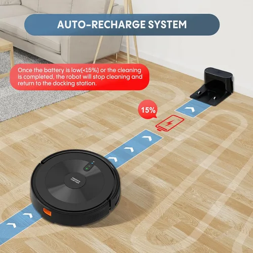 Miniatura 8 de Combo de aspiradora y trapeador robot: robot aspirador 2 en 1 2500 Pa fuerte succión y sin enredos y control Alexa/APP y carga automática, limpieza