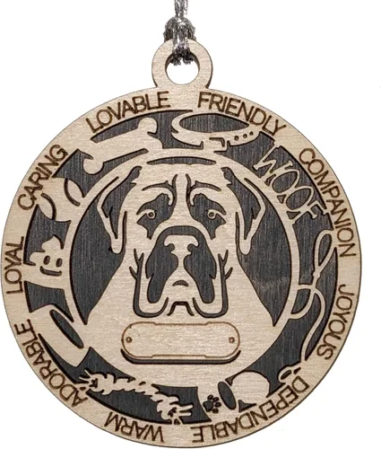 Miniatura 13 de Adorno de Navidad personalizado de madera para perro de 3 pulgadas, nombre y texto personalizables, hecho a mano en Estados Unidos, diseño de corte