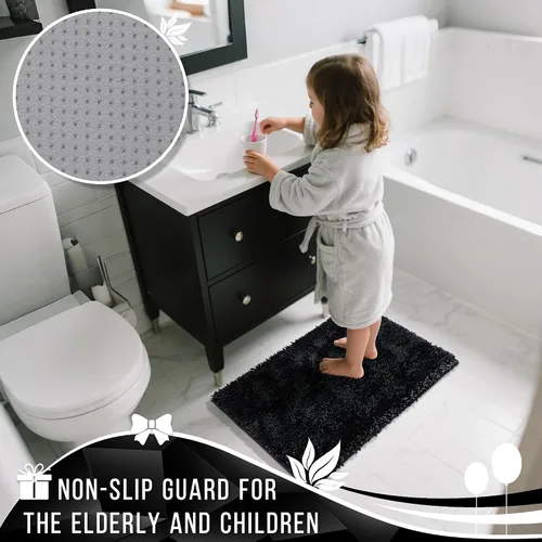 Miniatura 5 de Yimobra Juego de 2 alfombras de baño, alfombra de baño suave y absorbente y alfombra de inodoro en forma de U con respaldo antideslizante, alfombras