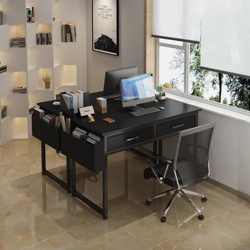 Miniatura 5 de DLisiting - Escritorio para computadora con cajones de tela para oficina en casa, dormitorio, escritorio pequeño de 40 pulgadas para juegos con 2