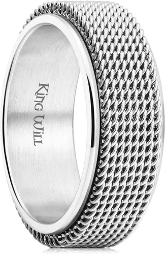 Miniatura 18 de King Will Anillo de ansiedad giratorio para hombre, color negro, plateado, dorado, 0.315 in, cadena de malla de alambre de acero inoxidable, malla
