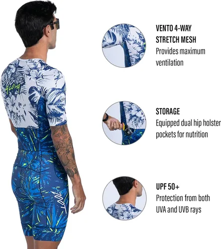 Miniatura 4 de Zoot LTD Tri Aero Fz - Traje de carreras para hombre, manga corta, aerodinámico, ciclismo, carrera, natación, ciclismo, correr, tri, con bolsillos
