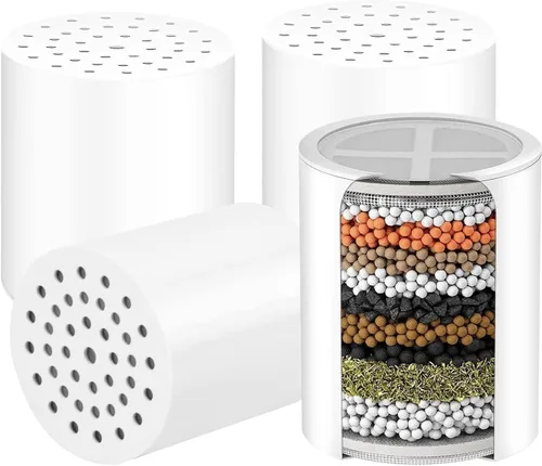 Paquete de 4 cartuchos de filtro de ducha de repuesto compatibles con cabezales de ducha filtrados WEAQUA/SparkPod, filtro suavizador de agua para