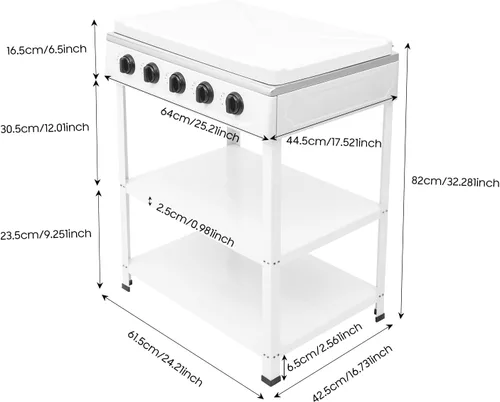 Miniatura 5 de Estufa de gas propano de 5 quemadores, parrilla de cocina al aire libre, estufa de cocina al aire libre con soporte para patas y cubierta de bloqueo