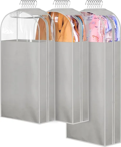 Miniatura 18 de MISSLO Bolsas de ropa transparentes de 32 pulgadas para colgar ropa, bolsas de traje reforzadas de 10 pulgadas para almacenamiento de armario, funda