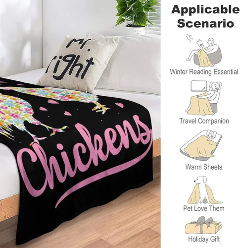 Miniatura 6 de Manta de pollo para regalo, 40 x 30 pulgadas, bonita manta para niñas y mujeres, mantas negras suaves y peludas para regazo y silla