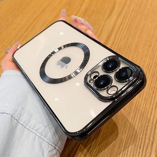 Miniatura 2 de Funda magnética transparente para iPhone 14 Pro con protector de lente de cámara, funda de protección completa compatible con MagSafe elegante funda