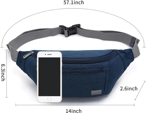 Miniatura 4 de TINYAT Riñonera grande de viaje ligera para hombres y mujeres con correa ajustable T206, Azul, Deportes