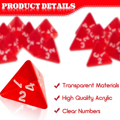 Miniatura 6 de Juexica 48 dados D4 de cuatro caras de 0.78 pulgadas a granel, cono transparente poliédrico, mini mini para actividades de mesa y tablero, fiesta