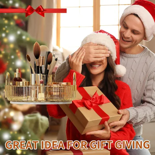 Miniatura 6 de YCIA&DONE Organizador de maquillaje giratorio para tocador, almacenamiento de maquillaje de gran capacidad, estante para el cuidado de la piel