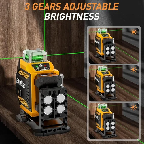 Miniatura 3 de Nivel láser 360 autonivelante, 3 x 360° de brillo ajustable, herramienta niveladora láser, recargable en 3D, láser de línea cruzada verde