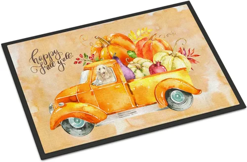 Miniatura 130 de Caroline's Treasures CK1311MAT Cavalier Spaniel Poinsettas - Felpudo de 18 x 27 pulgadas, tapete para puerta delantera, interior y exterior