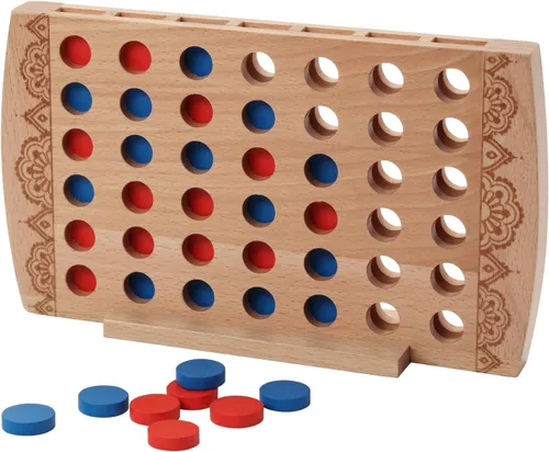 Juego de madera 4 en una fila, decoración de mesa auxiliar, juego de estrategia clásico, juegos de mesa familiares, juguetes de regalo para niños de