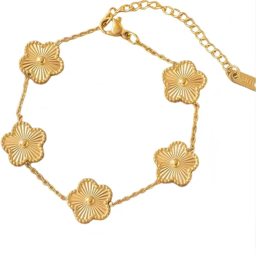 Miniatura 12 de Colección de Pulseras Brazalete de Acero Inoxidable 316L Chapado en Oro de 18K - 12 Diseños Únicos + Cadena de Acero de Titanio con Acento