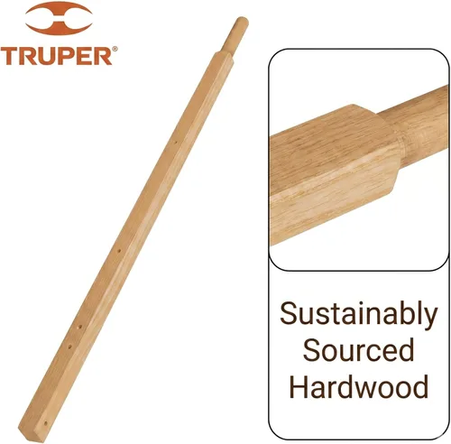 Miniatura 4 de Truper Mango de madera de repuesto de 1-1/2 pulgadas para carretillas de 4 y 5 pies cúbicos, madera dura norteamericana, preperforada para una fácil