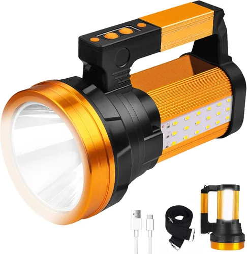 Miniatura 7 de Linterna recargable de 1200 lm, linterna de mano impermeable IP67 con 3400 mAh, 30 horas de funcionamiento, salida USB, foco LED con correa