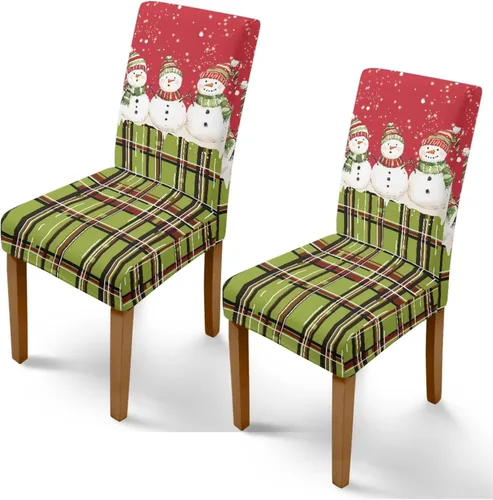 Miniatura 25 de Rnyleeg Fundas de silla de Navidad para sala de estar, diseño de muñeco de nieve azul, estampado de pájaros, fundas para sillas de comedor, 1